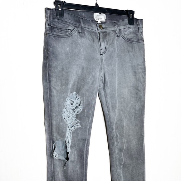 Current/Elliott Destroyed Busted Knee Grunge Moto Gray Skinny Jeans - Picture 6 of 15